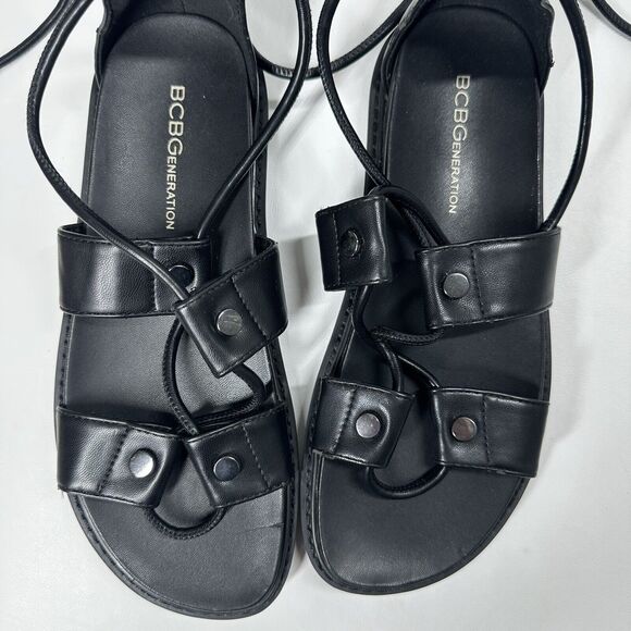BCBGeneration BCBG Generation Womens Millie Black Ankle Wrap Sandals 6.5 Shoes - Picture 2 of 5